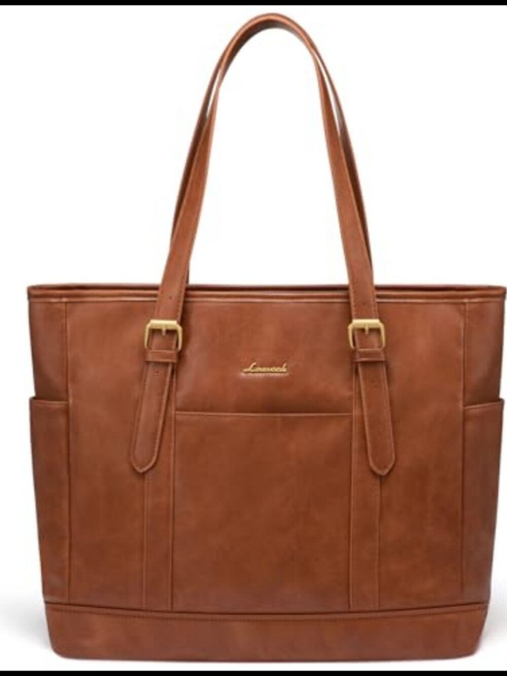 PU Leather Laptop Tote Bag Padded Briefcase Shoulder Bag for Office Travel